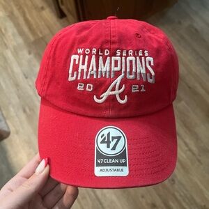47 Red World Series ATL Braves Champions Cap